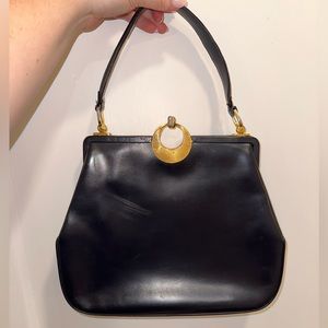 VINTAGE NAVY HANDBAG WITH CELESTIAL DETAILS
